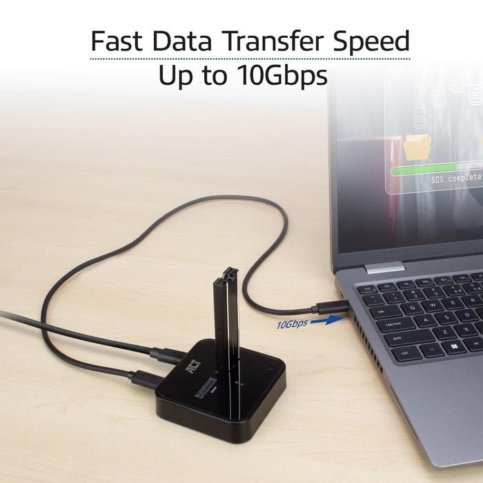 Dual SSD Docking Station, ACT M.2 NVMe/PCIe Clone, USB-C 3.2 Gen2, 10 Gbps