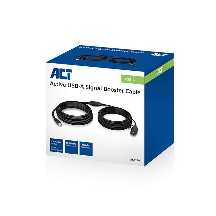 Cable ACT AC6110, USB-A male - female, 10 m