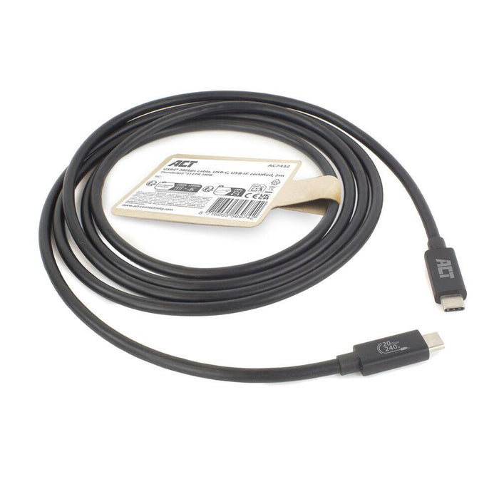 ACT Cable USB-C - USB-C, 2 m / USB4, 20Gbps, 240W, certified USB-IF