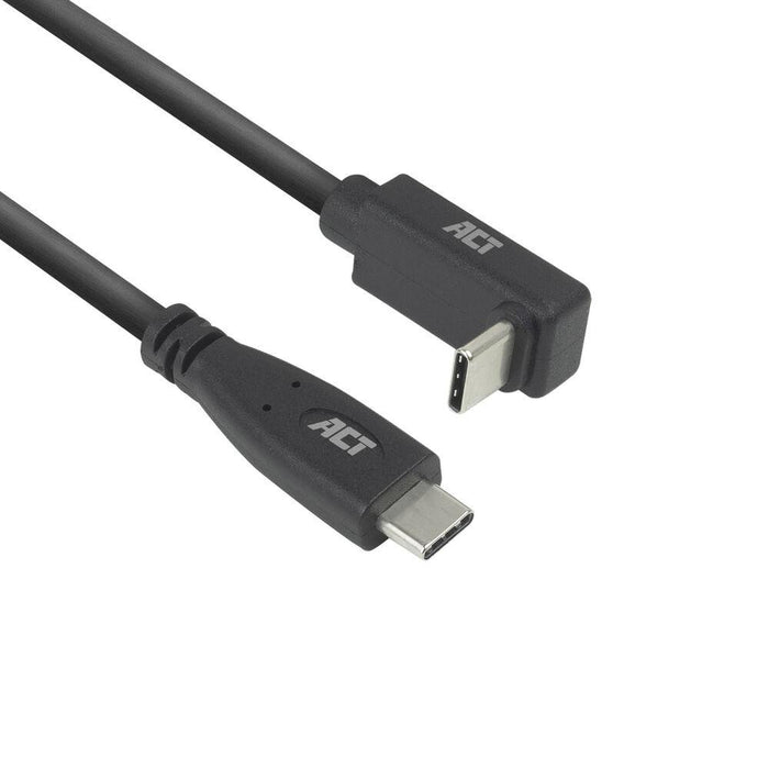 ACT Cable USB-C - USB-C, 10Gbps, 60W, 0.5 m, connectors - 1x straight and 1x at 90° up/down angled