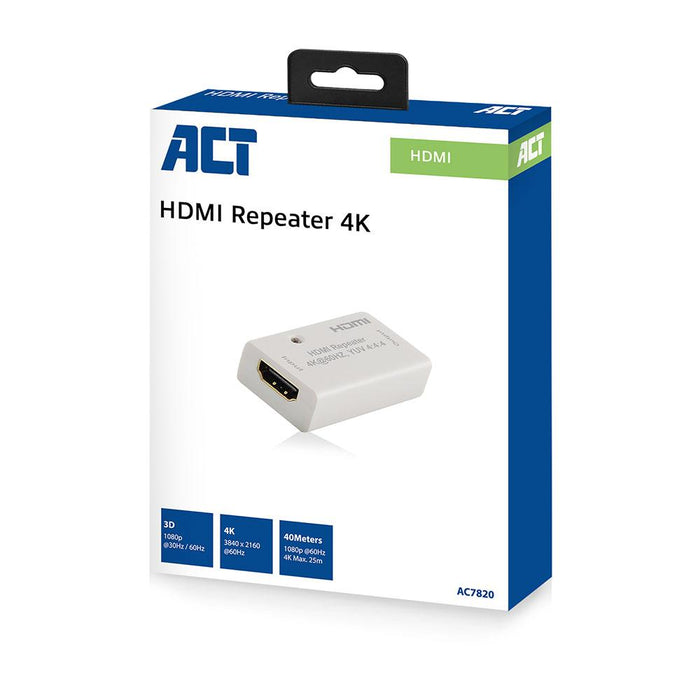 HDMI repeater ACT AC7820, Amplifies HDMI signal up to 40 m, Supports 4K