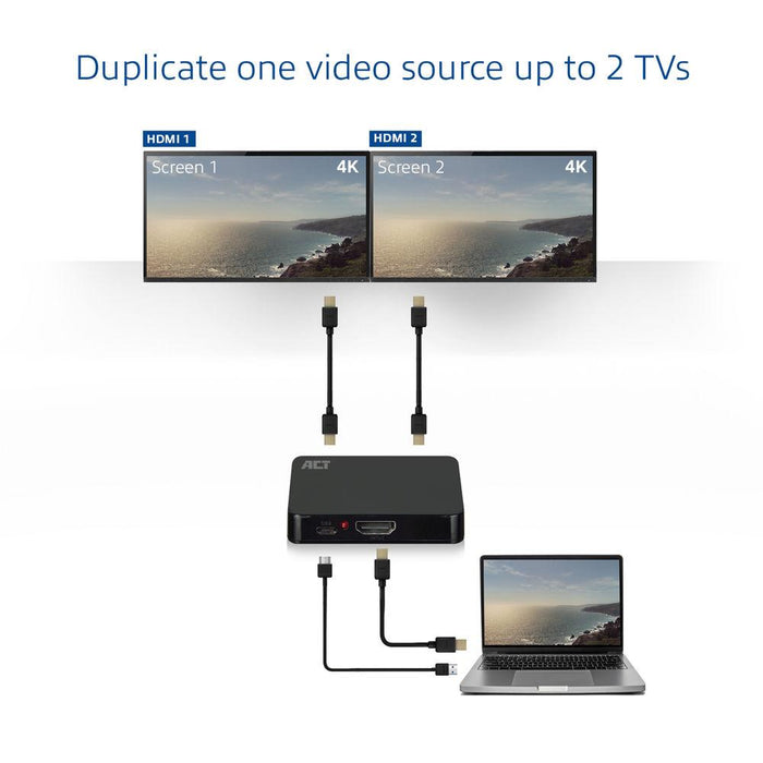 HDMI Splitter ACT AC7835, 1/2, 4K@30Hz, USB, Black