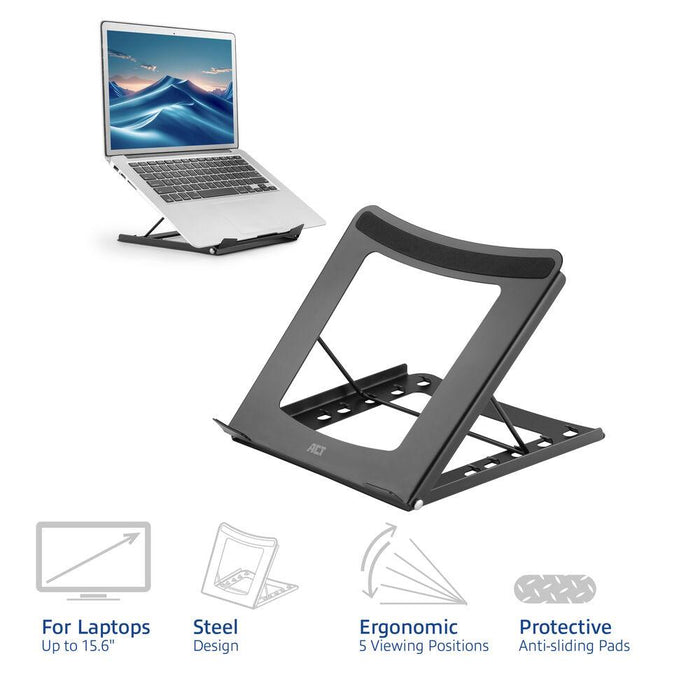 Folding laptop stand ACT AC8145, 5 positions, Black