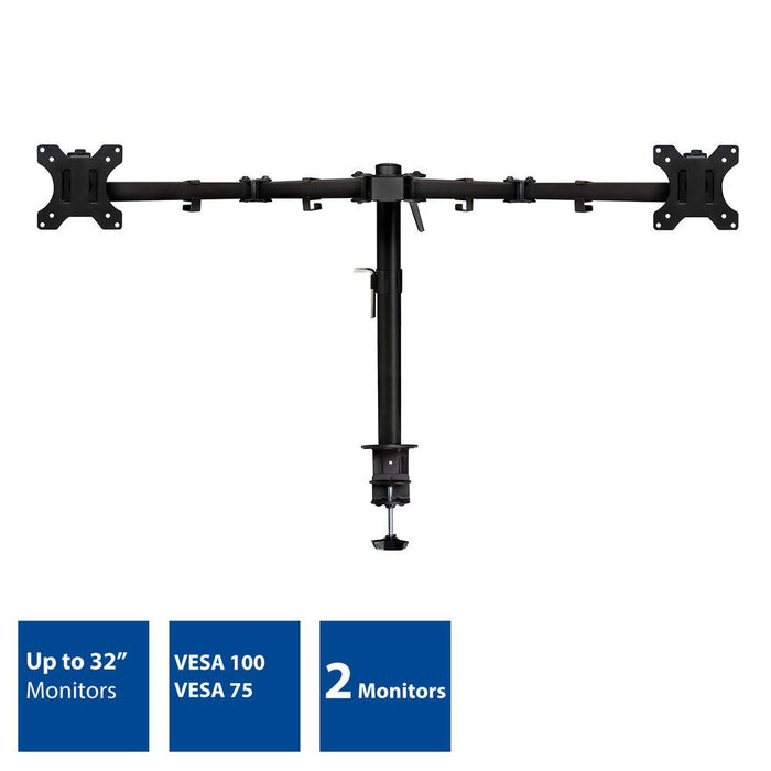 Stand for 2 monitors ACT AC8302, for desk, Adjustable, 32", 2x8 kg, Black