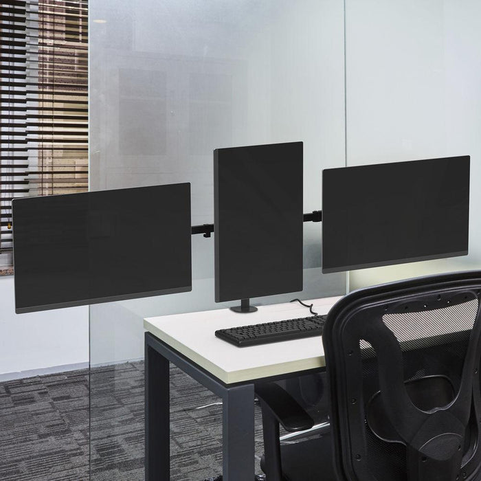 Stand for 3 monitors ACT AC8303, For desk, Adjustable, 27", 21 kg, Black