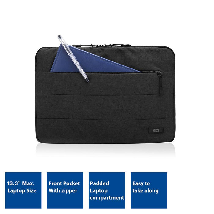 ACT City Laptop Case, Up to 13.3", Black