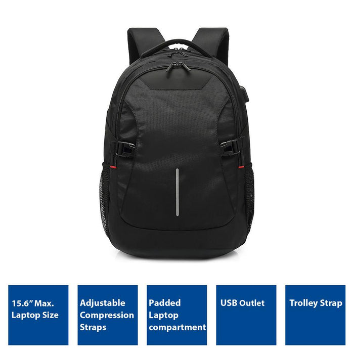 Laptop backpack ACT AC8530, up to 15.6", USB outlet, Black