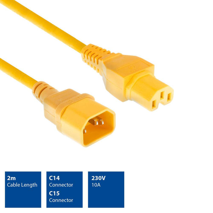 Power cable ACT, C14 - C15, 2m, Yellow