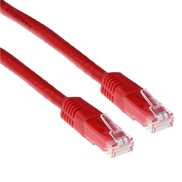 Network patch cable ACT U/UTP, CAT 6, RJ-45 - RJ-45, 5 m, Copper conductors, Red, Bulk packaging