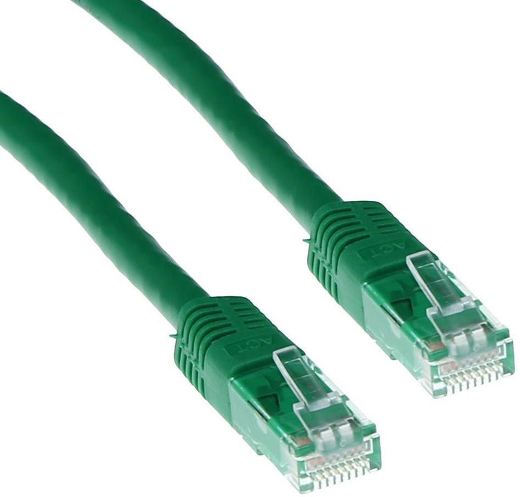 Network patch cable ACT U/UTP, CAT 6, RJ-45 - RJ-45, 10 m, Copper wires, Green, Bulk packaging