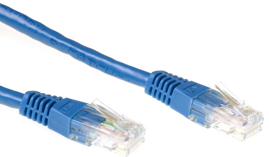 Network patch cable ACT U/UTP, CAT 6, RJ-45 - RJ-45, 1.0 m, Copper conductors, Blue, Bulk packaging