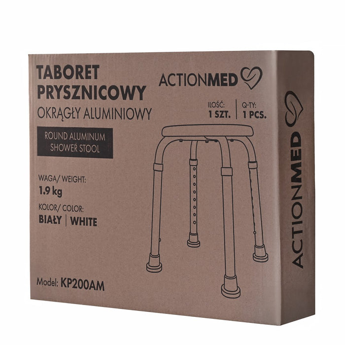 Round aluminium shower stool
