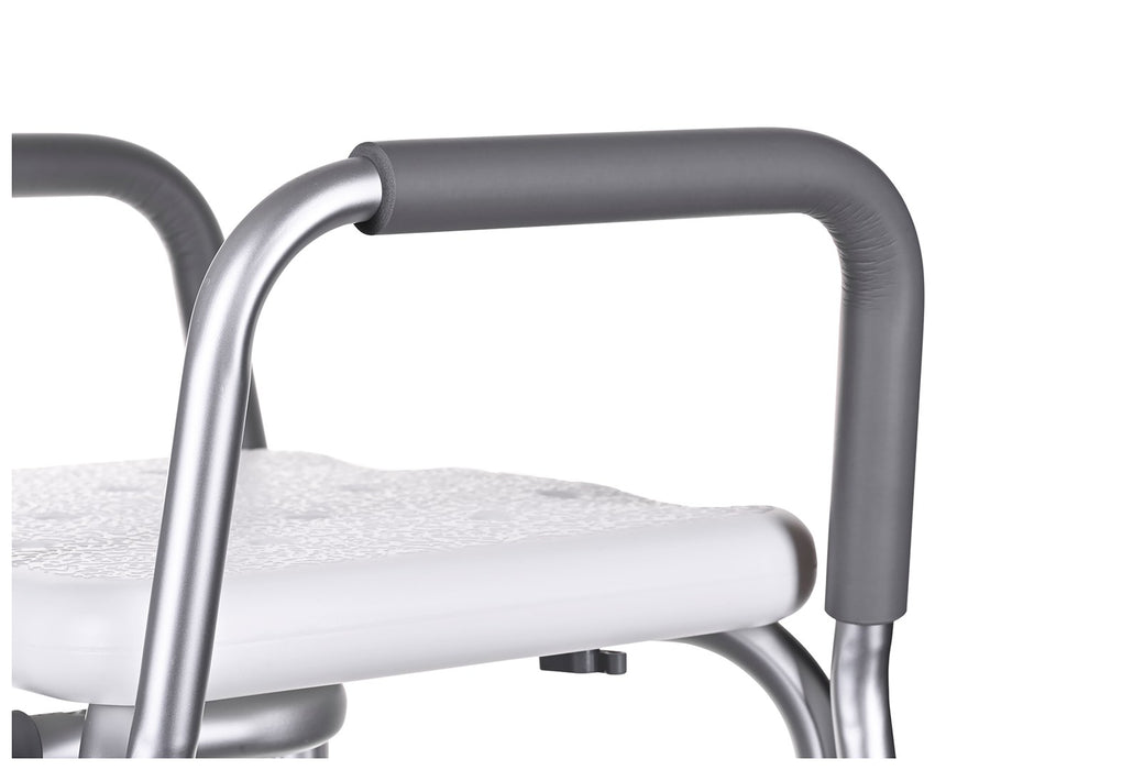 Shower chair with backrest and armrests