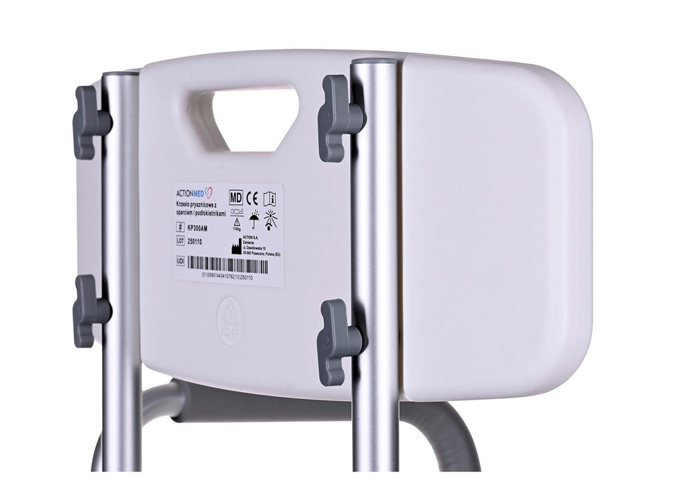 Shower chair with backrest and armrests