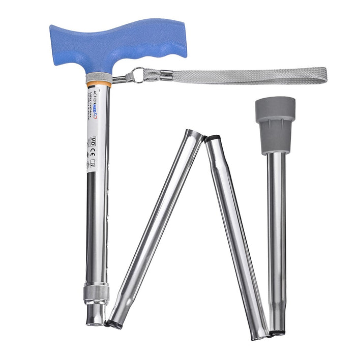Folding walking stick ACTIONMED silver