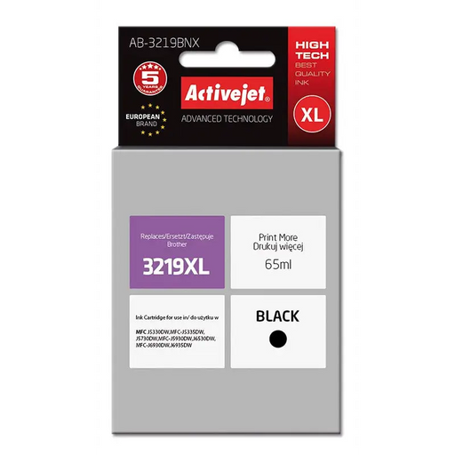 Activejet AB-3219BNX Ink (replacement for Brother LC3219Bk XL; Supreme; 65 ml; black) - For Brother printers (without