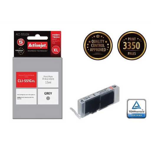 Activejet ACC-551GN Ink (replacement for Canon CLI-551G; Supreme; 15 ml; gray) - For Canon printers (without
