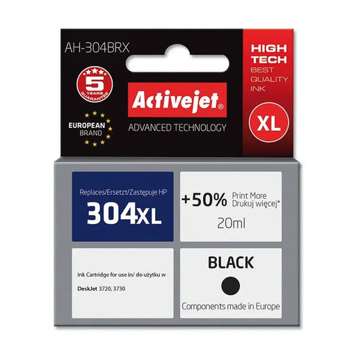 Activejet AH-304BRX ink (replacement for HP 304XL N9K08AE; Premium; 20 ml; black) - For HP printers (with