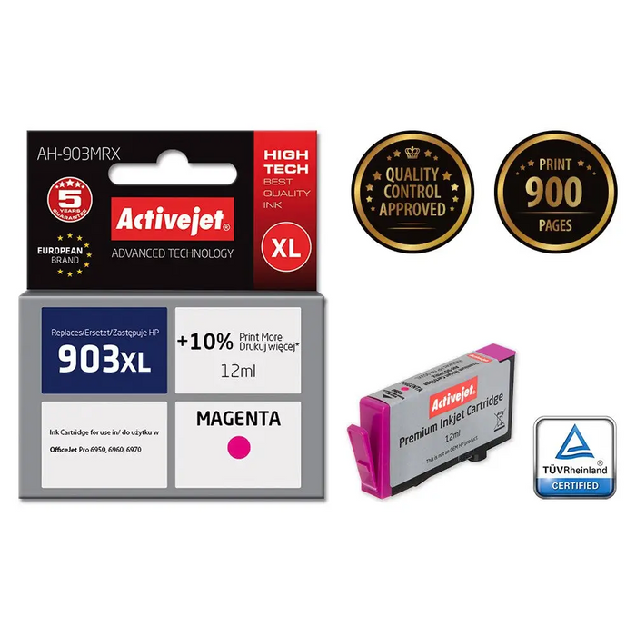 Activejet AH-903MRX ink (replacement for HP 903XL T6M07AE; Premium; 12 ml; magenta) - For HP printers (without