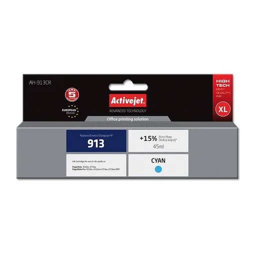Activejet AH-913CR ink (replacement for HP 913 F6T77AE; Premium; 45 ml; cyan) - For HP printers (without