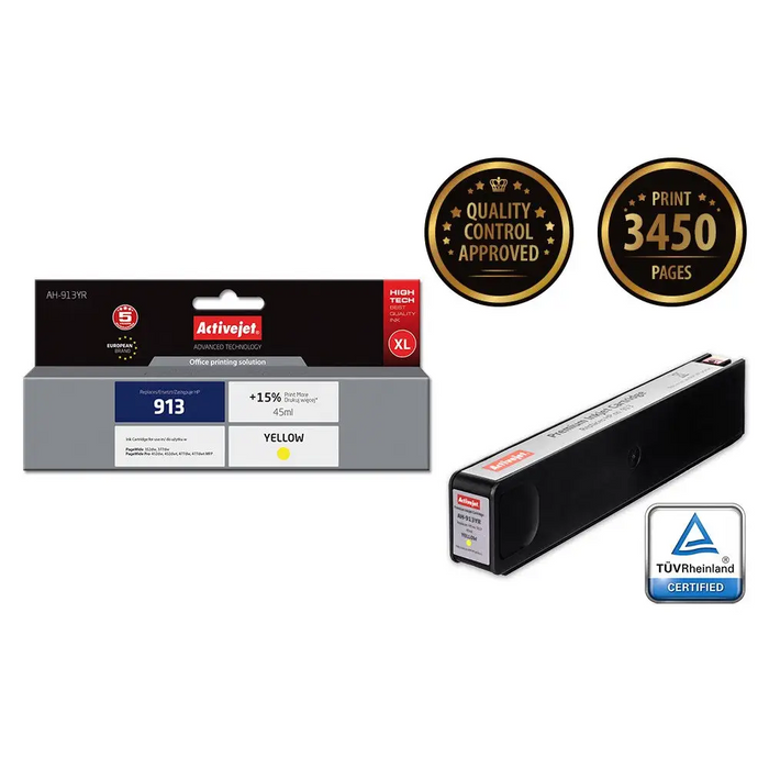 Activejet AH-913YR Ink (replacement for HP 913 F6T79AE; Premium; 45 ml; yellow) - For HP printers (without