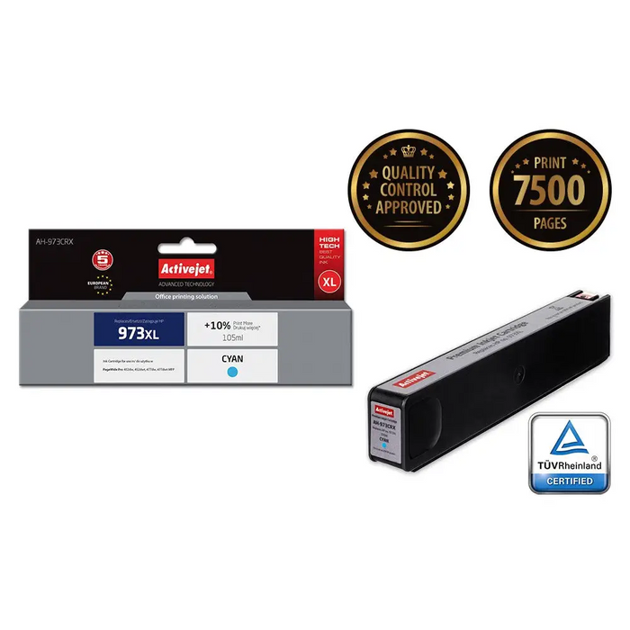 Activejet AH-973CRX ink (replacement for HP 973XL F6T81AE; Premium; 105 ml; cyan) - For HP printers (without