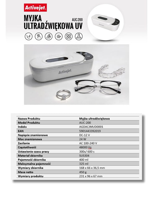 Activejet AUC-200 white UV ultrasonic cleaner