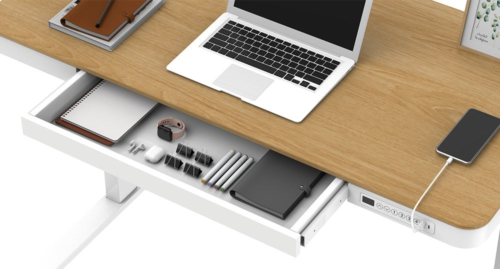 ACTIVEJET desk with electric height adjustment 140x70 ET119W-C white/oak
