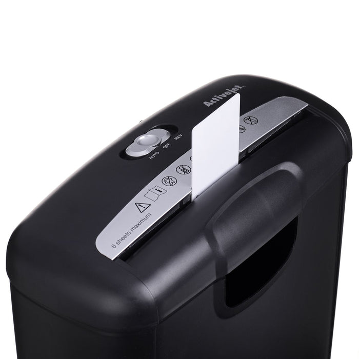 Activejet ASH-0601S shredder, P-2, 10 l, 6 mm strip, 6 sheets, black.