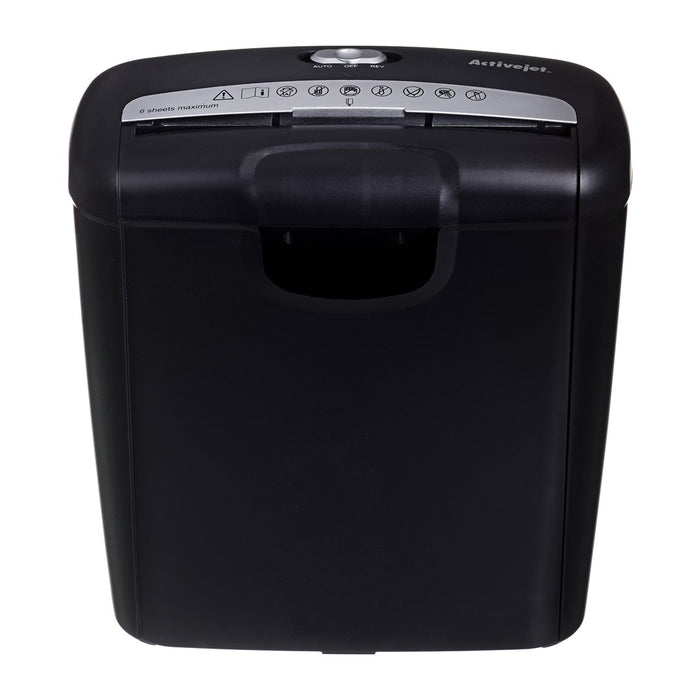 Activejet ASH-0601S shredder, P-2, 10 l, 6 mm strip, 6 sheets, black.