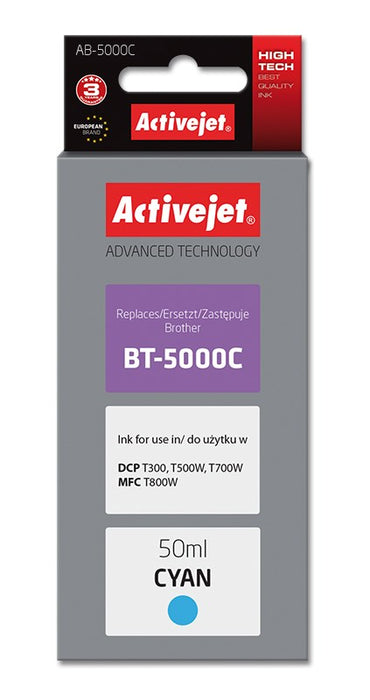 Activejet AB-5000C Ink Bottle (replacement for Brother BT-5000C; Supreme; 50 ml; 5000 pages, cyan)