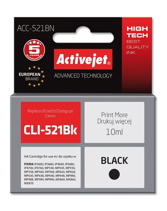 Activejet ACC-521BN Ink cartridge (replacement for Canon CLI-521Bk; Supreme; 10 ml; black)