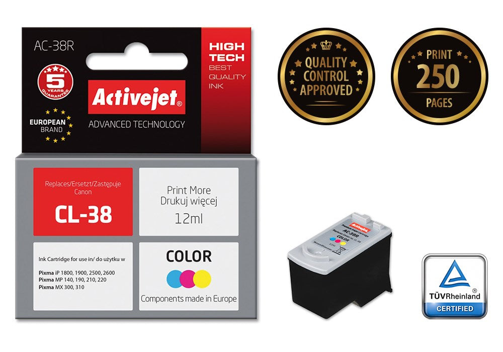Activejet AC-38R Ink (replacement for Canon CL-38; Premium; 12 ml; color)