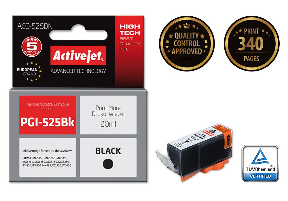 Activejet ACC-525BN Ink (replacement for Canon PGI-525PGBK; Supreme; 20 ml; black)