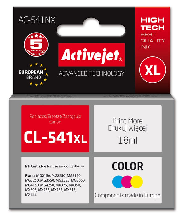 Activejet AC-541NX ink for Canon printer (replacement Canon CL-541XL) Supreme, 18 ml, cyan, yellow, magenta