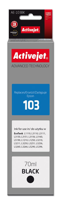 Activejet AE-103Bk Ink Bottle (Replaces Epson 103 C13T00S14A; Supreme; 70 ml; 4500, black).