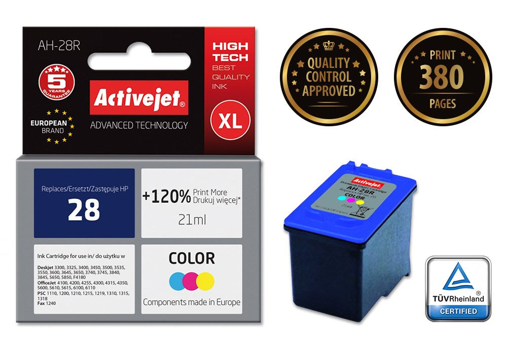 Activejet AH-28R Ink (replacement for HP 28 C8728A; Premium; 21 ml; color)