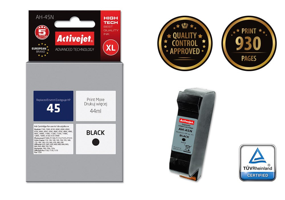 Activejet AH-45N Ink cartridge (replacement for HP 45 51645A; Supreme; 44 ml; black)
