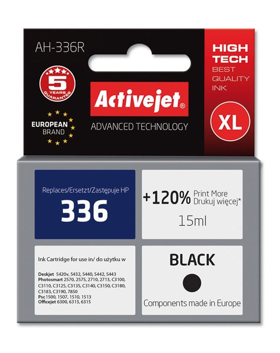 Activejet AH-336R Ink (replacement for HP 336 C9362EE; Premium; 15 ml; black)