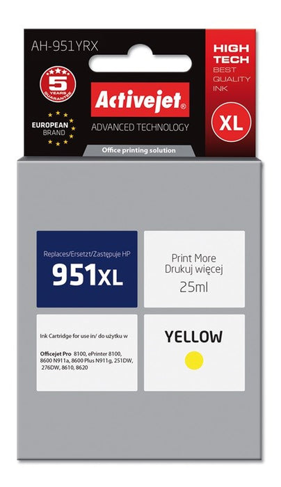 Activejet AH-951YRX Ink (replacement for HP 951XL CN048AE; Premium; 25 ml; yellow)