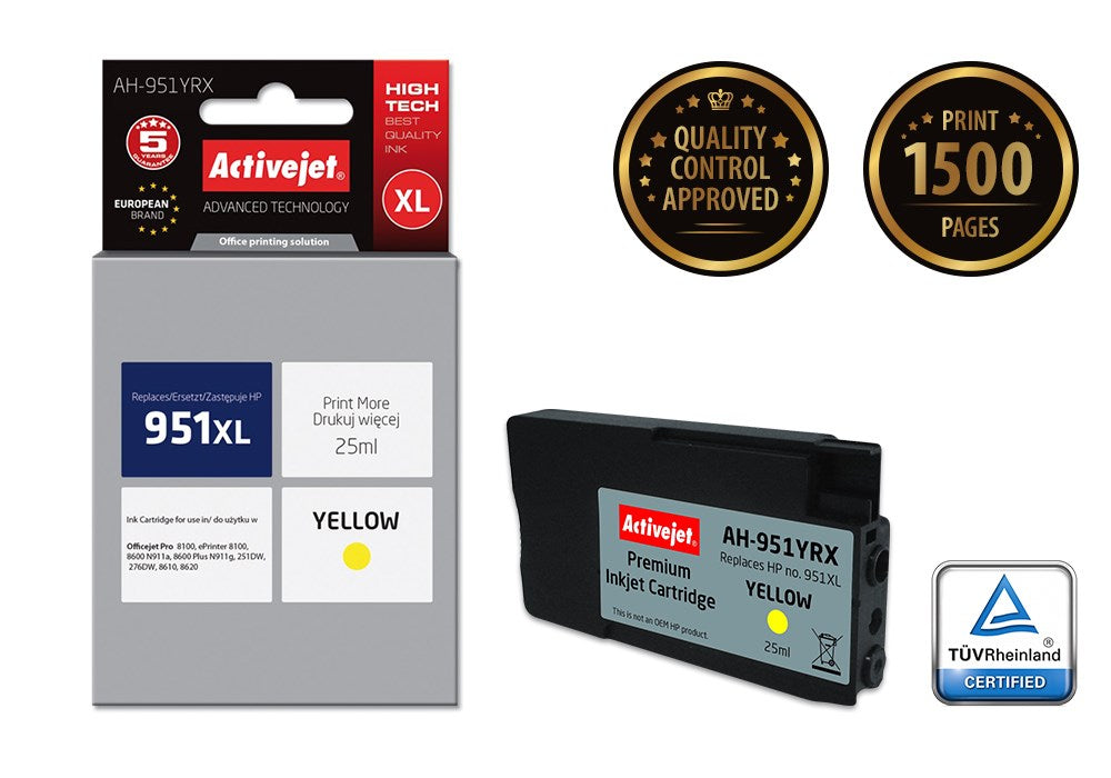 Activejet AH-951YRX Ink (replacement for HP 951XL CN048AE; Premium; 25 ml; yellow)