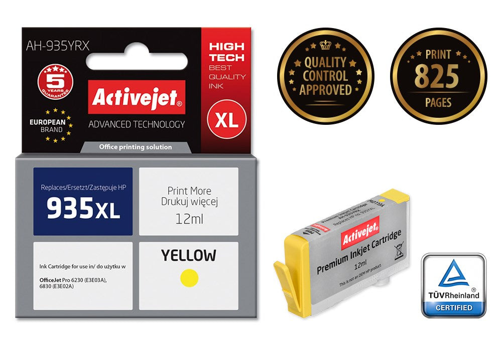 Activejet AH-935YRX ink (replacement for HP 935XL C2P26AE; Premium; 12 ml; yellow)