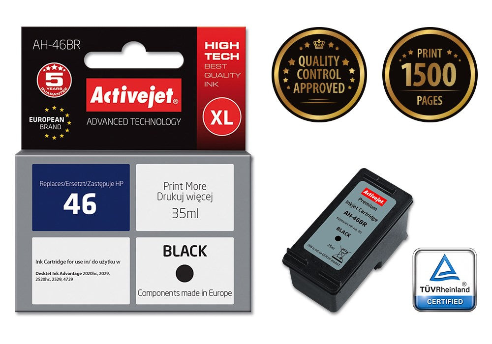 Activejet AH-46BR Ink (replacement HP 46 CZ637AE; Premium; 35 ml; black)