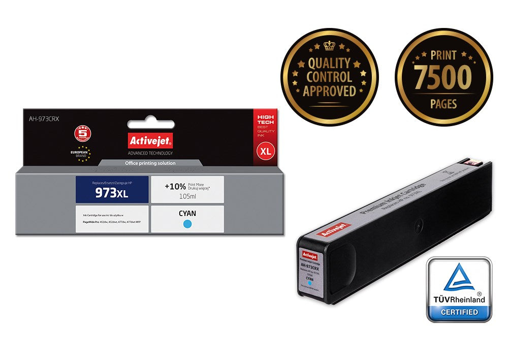 Activejet AH-973CRX ink (replacement for HP 973XL F6T81AE; Premium; 105 ml; cyan)
