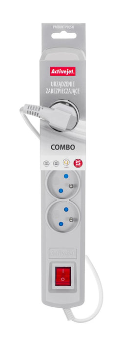 Activejet grey power strip with cord ACJ COMBO 5G/3M/BEZP. AUT/S