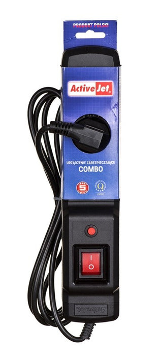 Activejet COMBO 3GN 3M black power strip with cord
