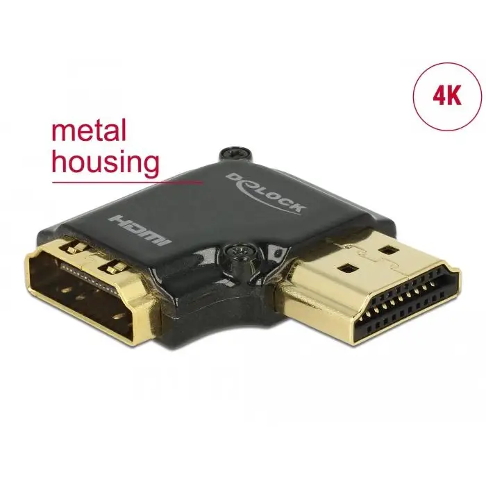 Adapter Delock 65661 HDMI-A female with Ethernet - HDMI-A male 4K 90° Black - Адаптери конвертори<<<Кабели<<<ValiAPI