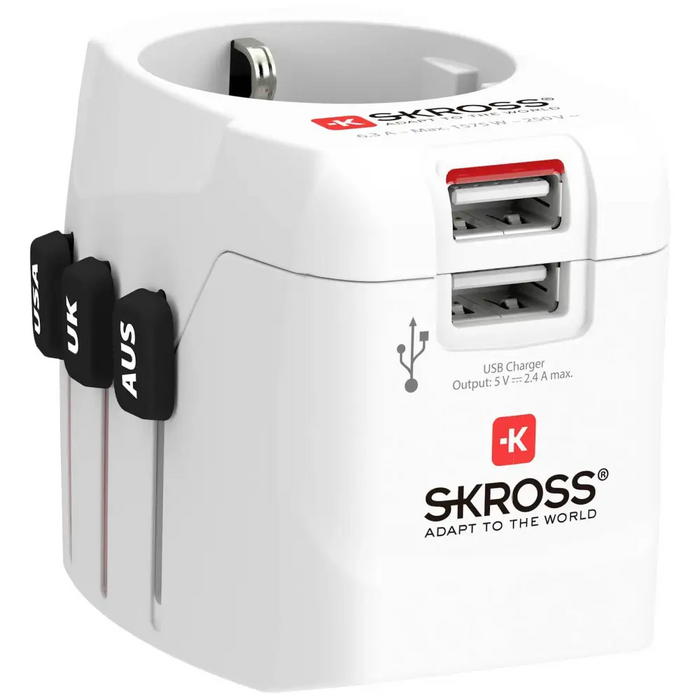 Адаптер SKROSS PRO Light 2 x USB-A World Бял - Аксесоари за контакти<<<Продукти за дома<<<ValiAPI