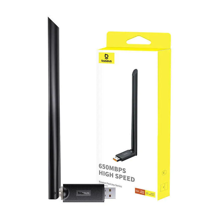 Adapter WiFi with antenna Baseus FastJoy 650Mbps (black) - Adapters connectors and converters<<<IT