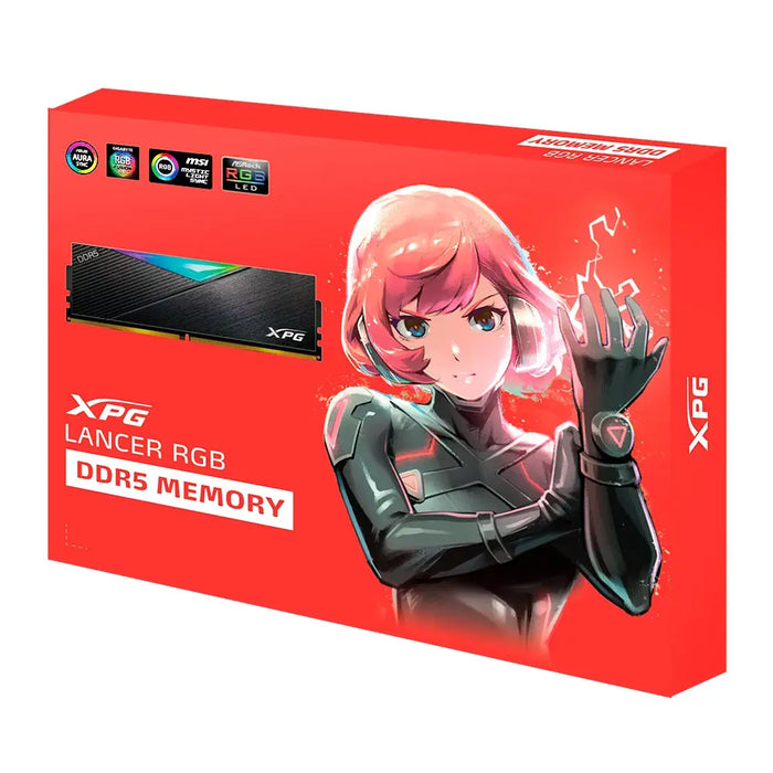 ADATA LANCER RGB 32GB (2x16GB) DDR5 6400 MHz U-DIMM Black - Памети за настолни компютри<<<ADATA памети и